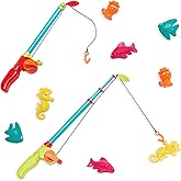 B. toys – Little Fisher's Kit – Magnetic Fishing Adventure Set with Dual Rods, Eight Colorful Aquatic Figures – Ideal Bath Ti