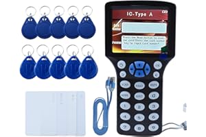 Tqsbeyah RFID Reader Writer RFID Copier Multi-Frequency RFID Card Reader Smart Card Decoder with Free Software and USB for Access Control Home Security