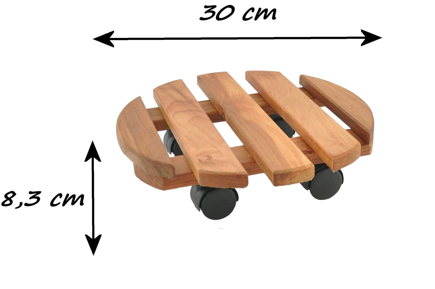 Carrello Portavasi In Legno Con Ruote – Diametro 25 Cm, Supporta 80 Kg, Per Piante Grandi In Casa E Giardino - 2