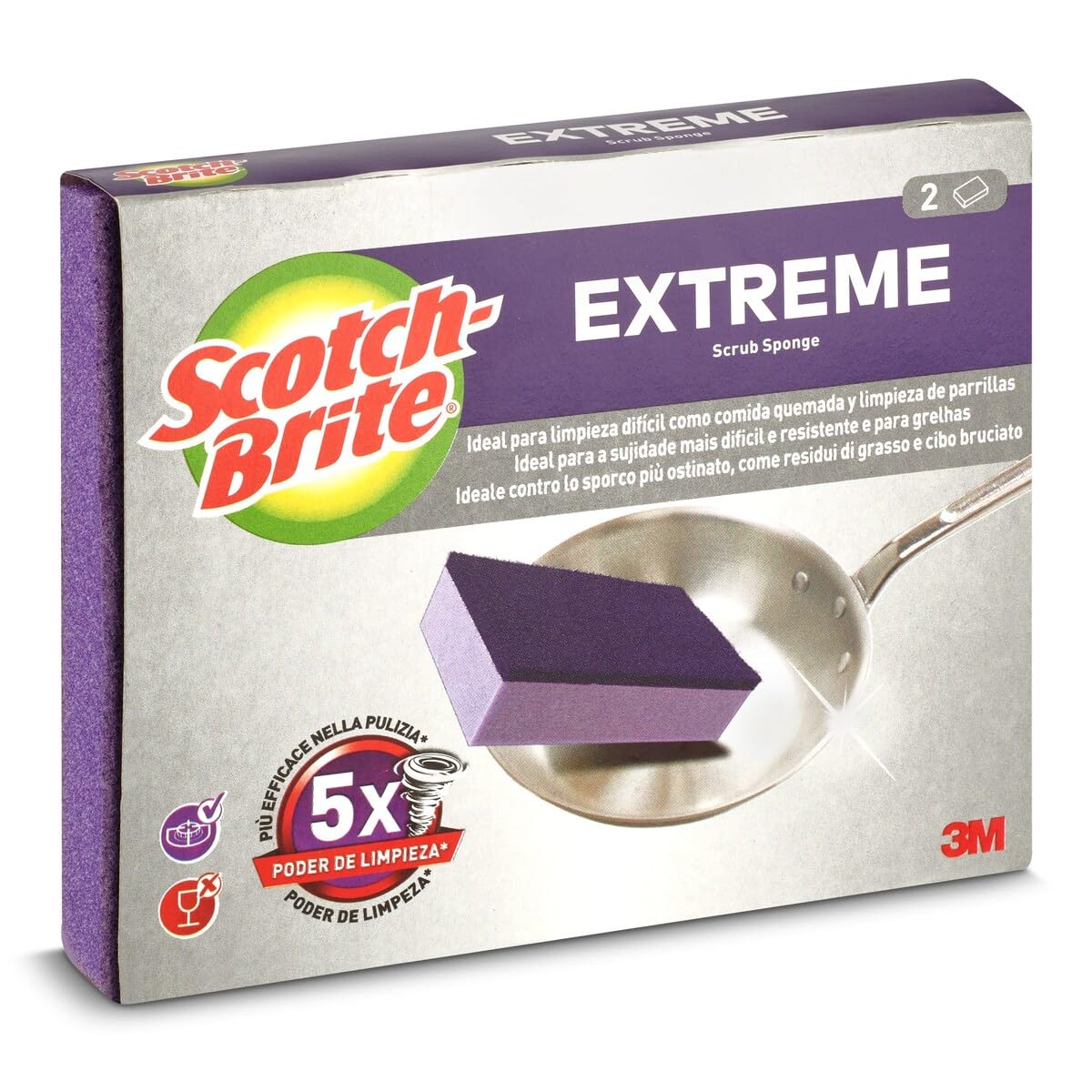 Fibre Scotch-Brite with sponge, purple (extreme), 2 units (packaging may vary)