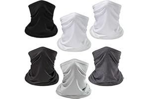 UVSAI 6 Pieces UPF 50+ Neck Gaiter Breathable Quick Dry Face Mask Lightweight UV Protection Balaclava Scarf for Men Women