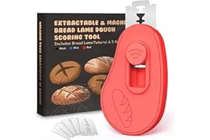 NeoRov Extractable & Magnetic Bread Lame Dough Scoring Tool - Professional Sourdough Scoring Tool - Sourdough Bread Baking & Bread Scoring Tool - Scoring Patterns booklet & 5 Razor Blades (Red)