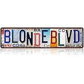 TREEPERI Vintage Blonde Blvd Street Sign Wall Decor Metal Tin Signs for Bar Home Bedroom Garage