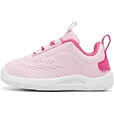 MORENDL Toddler Slip On Sneakers Baby Walking Shoes Non-Slip Breathable Unisex Pink Mesh Lace-Up Athletic Sneakers Infant Running Shoes