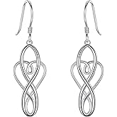 EVER FAITH Sterling Silver Irish Celtic Knot Earrings Good Luck Infinity Heart Vintage Dangle Earring Jewelry for Women
