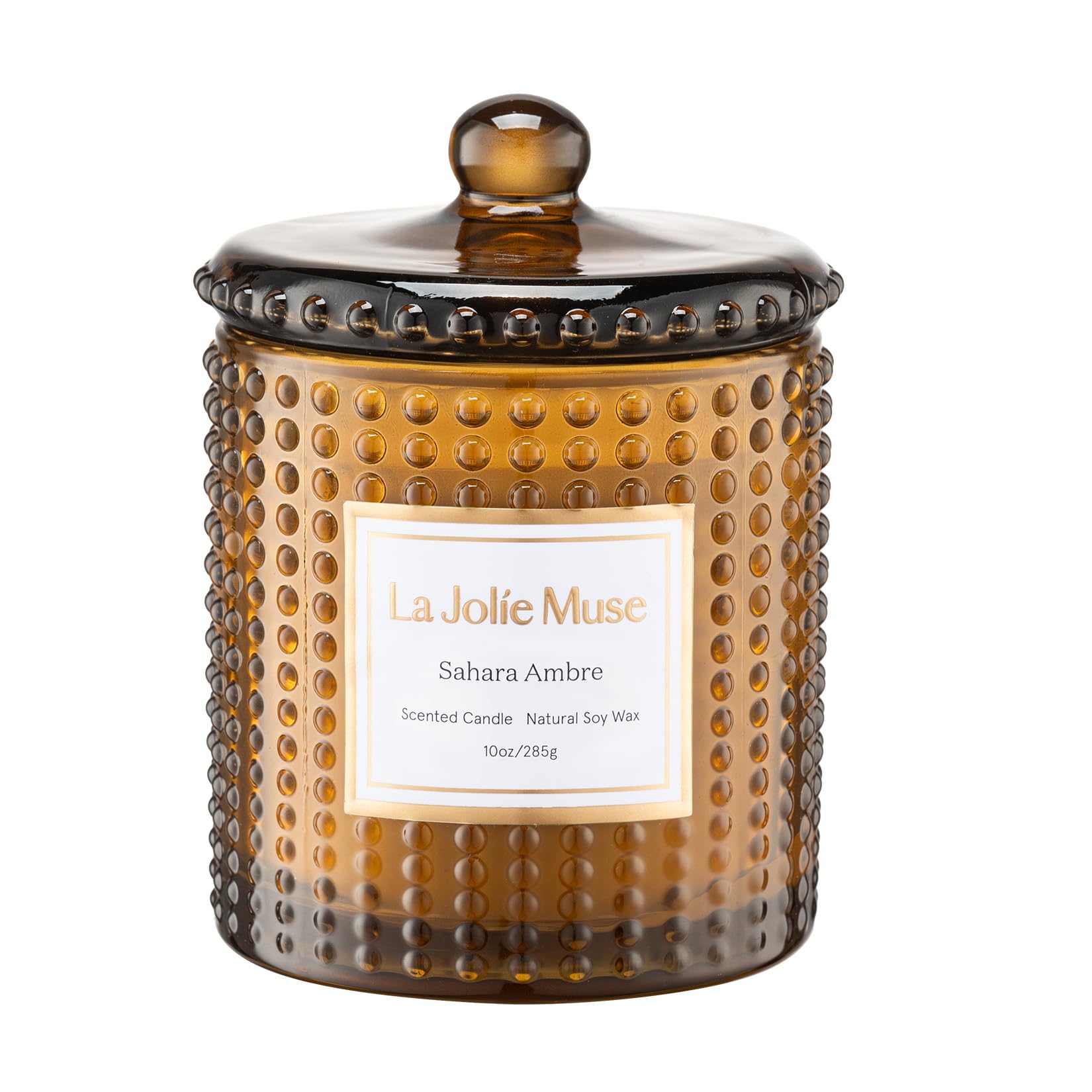 LA Jolie Muse Sahara Ambre Candle, Candles for Women, Amber Scented Candle Gift, Holiday Candles for Home Scented, 75 Hours Long Burning, 10 oz