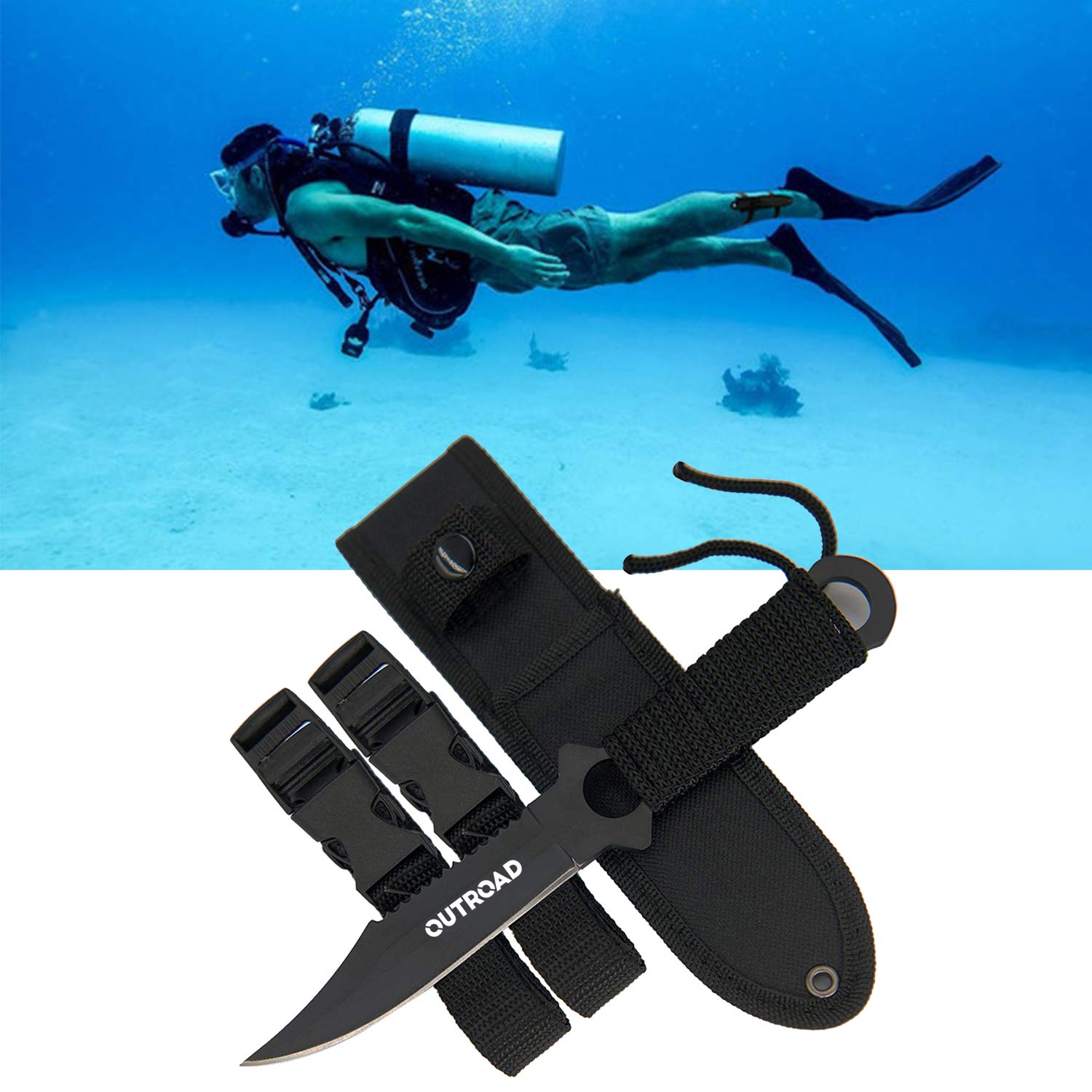 Scuba Diving Knife for Spearfishing, Snorkeling, Hunting, Rescue and