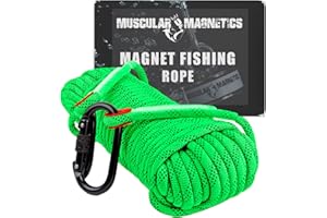 MUSCULAR MAGNETICS 10mm 65ft High Strength Rope for Magnet Fishing - Breaking Force of 4600lbs - Fluorescent Green - Reduced Tangling/Knotting