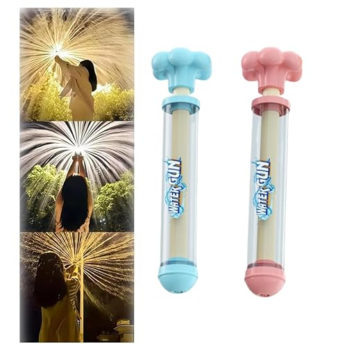 2 Pcs Firework Water Gun,Romantic Firework Style Water Spray Toy for Couples, Pull-Out Sprinkler Spray Toys Family Friends Interactive Pool Game for Bathing, Pool Gift for All (C1) (C)