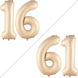 KatchOn, Giant Caramel 16 Balloon Numbers - 40 Inch