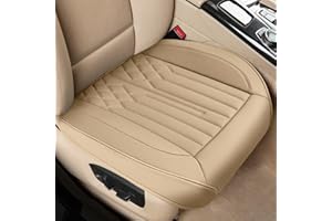 CUTEY 2-Pack Bottom Car Seat Cover, Beige Car Front Seat Cover, Luxury Leather Car Seat Cover Front Bottom, Anti-Slip, Full Wrapping, 95% Vehicles Fit