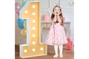 TROERBVY 4FT Marquee Light up Numbers, [Quick Assembly] Large Marquee Number One for 1st 21st Birthday Decorations, Giant Mosaic Numbers Balloons Frame for Party Anniversary Decor, Number 1