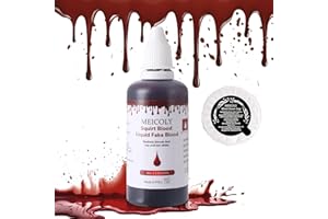 MEICOLY 2.1Oz Halloween Dripping Fake Blood,Safe Realistic Washable Edible Liquid Blood Sangre Falsa with 0.7 Oz Cleaning Soap,Squirt Blood for Clothes,Zombie Vampire Monster,SFX Cut Wound Makeup,Dark
