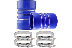 Ailbiuko 4" X 6" Silicone Charge Air Cooler Hump Hose with T-Bolt Clamps Set, 4 inch ID Turbo, Air Intake and Intercooler CAC Hose Kit for Semi Trucks,2PCS Blue