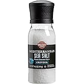 Wellsley Farms Mediterranean Sea Salt Grinder - Non-GMO, Kosher Salt Coarse - Built-In Grinder for Fresh Sea Salt - Mediterranean Seasoning Ideal for Cooking, Grilling, Baking &amp; More - 14.6oz (1 Unit)