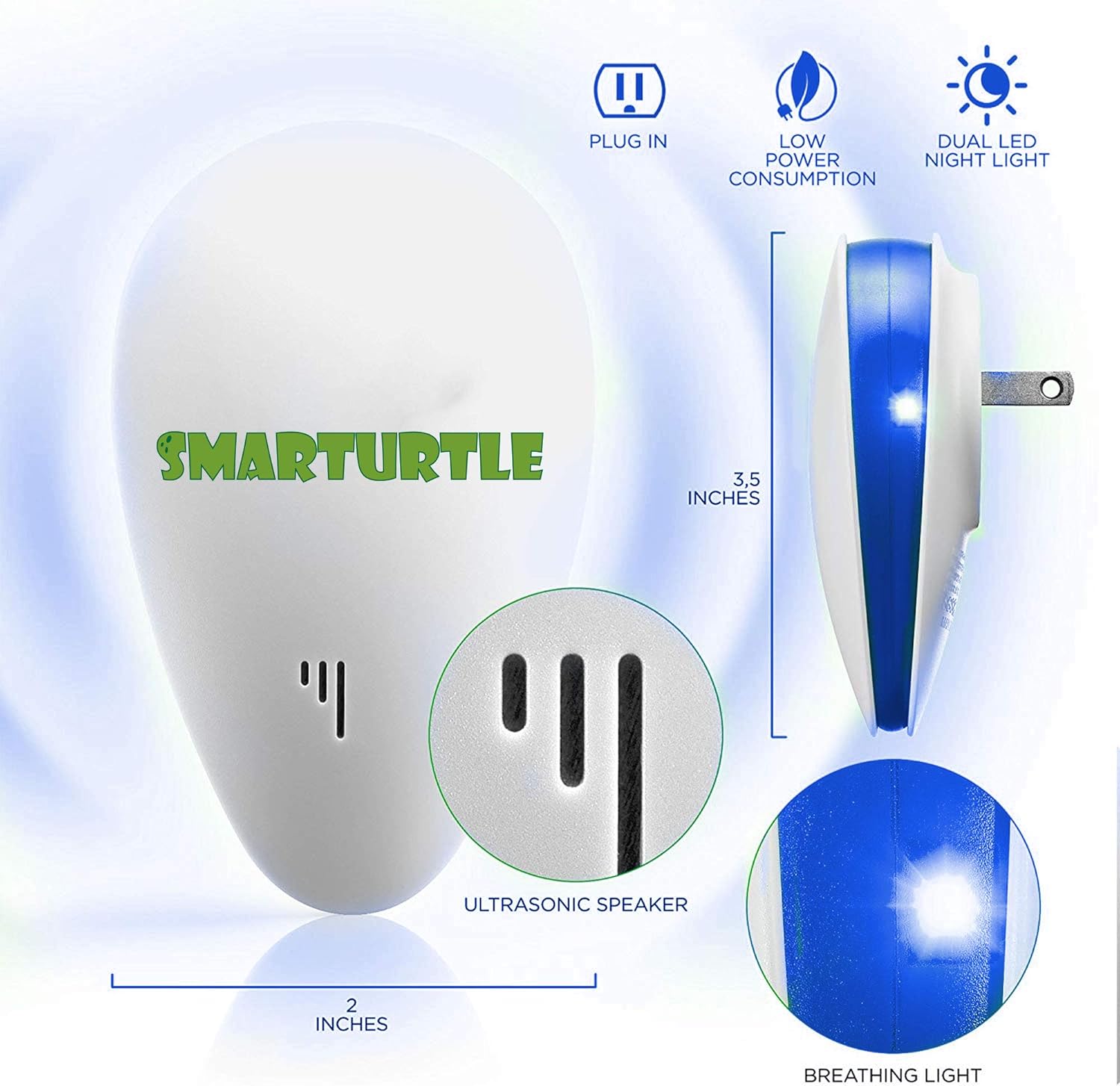 SMARTURTLE 【2020 Upgraded】 Ultrasonic pest Repeller Plug in Indoor Insect Repellent Electronic pest Control Mouse Bug Fly Electric Mosquito Repellent mice Rodent Cockroach Destruct Roach Defender : Garden & Outdoor