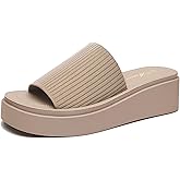 Athlefit Women's Slip On Platform Sandals Comfortable Open Toe Summer Flatform Slide Sandals
