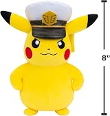 Pokémon Captain Pikachu Plush 8-Inch with Captain's Hat Official Jazwares view 5