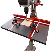 O'SKOOL Drill Press Table with Adjustable Aluminum Fence and Flip Stop | More Support for Repeated Drilling with a 23-5/8x15x1 in MDF Surface,Hold-Down Clamps and an Insert that Levels Flush,DAB022