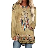 Biacolum Long Sleeve Shirts for Women Aztec Pullover TopsAmerican Clothing Fall Comfy Fashion Boho Tops for Women