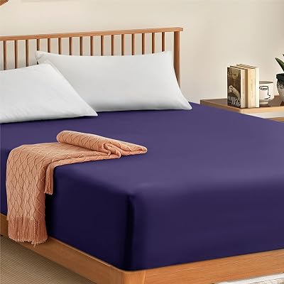 My Home Store Fitted Sheet 100% Egyptian Cotton 300TC Navy Navy Super King