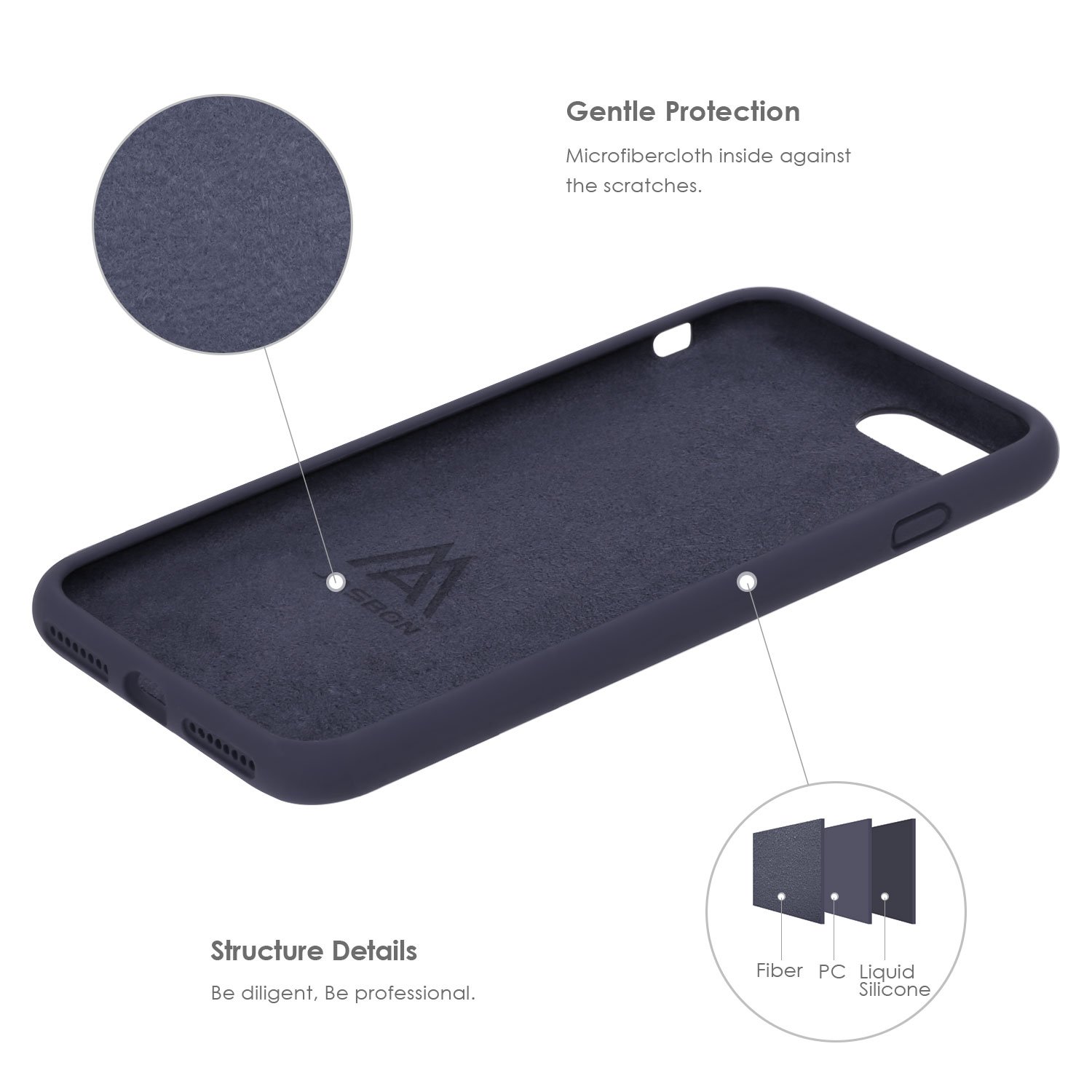 Coque iPhone 7 / 8 , JASBON Coque Silicone Liquide Anti-rayure avec Protecteur d\'écran Gratuit, Housse Protection Silicone Anti-choc Gel Case pour iPhone 7 / 8 – Bleu Foncé