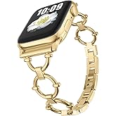 Yncamoo Slim Band Compatible with Apple Watch 41/40/38/44/45/46/49/42mm SE Series 11 10 9 8 7 6 5 4 3 2 1 Ultra, Women Adjustable Replacement Bracelet, Jewelry Metal Strap