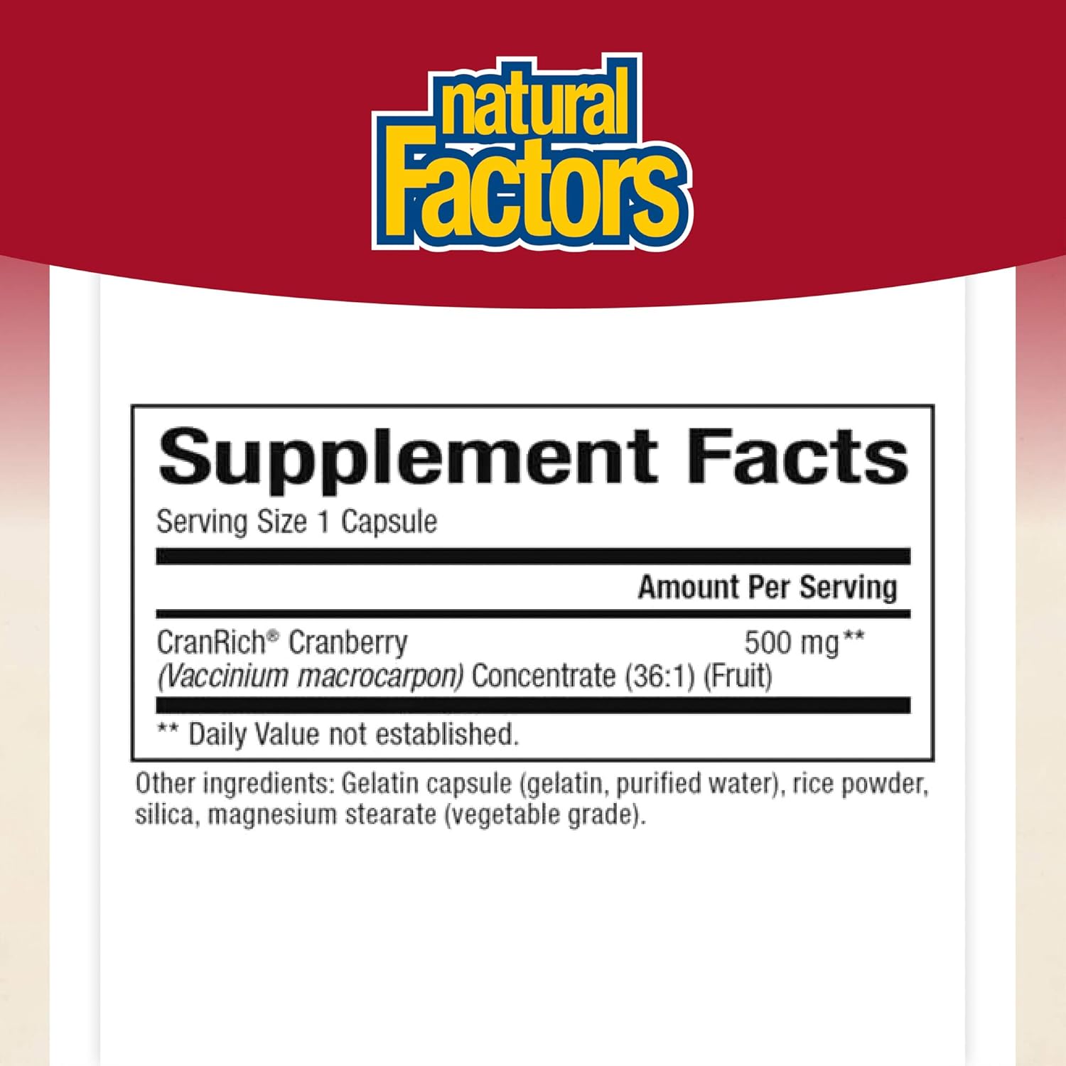 CranRich by Natural Factors, Super Strength Cranberry Concentrate, Antioxidant Supplement for Urinary Tract Support, Non-GMO, 180 capsules (180 servings): Health & Personal Care