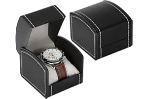 BAOPEND Luxury Single Watch Gift Box with Removable Pillow, PU Leather Single Watch Case Wristwatch Jewelry Storage Display Holder Cases for Men and Women (Black)