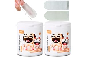 yadee Dog Teeth Cleaning Finger Wipes, 100Pcs Dog Dental Wipes for Teeth, Presoaked Dog Oral Care for Dogs & Cats, Freshen Breath, Reduce Plaque & Tartar, No Brushing