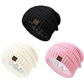 Century Star 3 Pack Baby Winter Hat Satin Lined Baby Beanie for Boys Girls Warm Knit Infant Toddler Hats Cap
