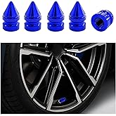 Sylvil 5 PCS Car Tire Valve Caps, Spike Aluminum Tire Wheel Valve Stem Covers, Corrosion Resistant Auto Rim Dust Caps, Universal Stem Cover for Car, SUV, Truck, Bike, Motorcycle (Blue)