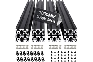 CTOPOGO 8pcs 1000mm V Slot 2040 Aluminum Extrusion European Standard Anodized Linear Rail for 3D Printer Parts and CNC DIY Black