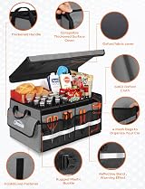 Oasser Car Boot Organiser Storage Collapsible with 3 Compartments Grey view 3