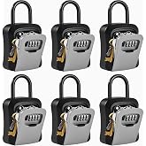 Locilot 6 PCS L Large Key Lock Box, Combination Lockbox for Keys Outdoor | 4.5&rdquo;x3.7&rdquo;x1.5&rdquo; Waterproof Kirsite Portable Key Lock Box Wall Mount with Code (L Size, Gray)