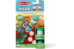 Melissa & Doug Sticker Wow!™ 24-Page Activity Pad and Sticker Stamper, 300 Stickers, Arts and Crafts Fidget Toy Collectible Character – Dinosaur Creative Play Travel Toy for Girls and Boys 3+,