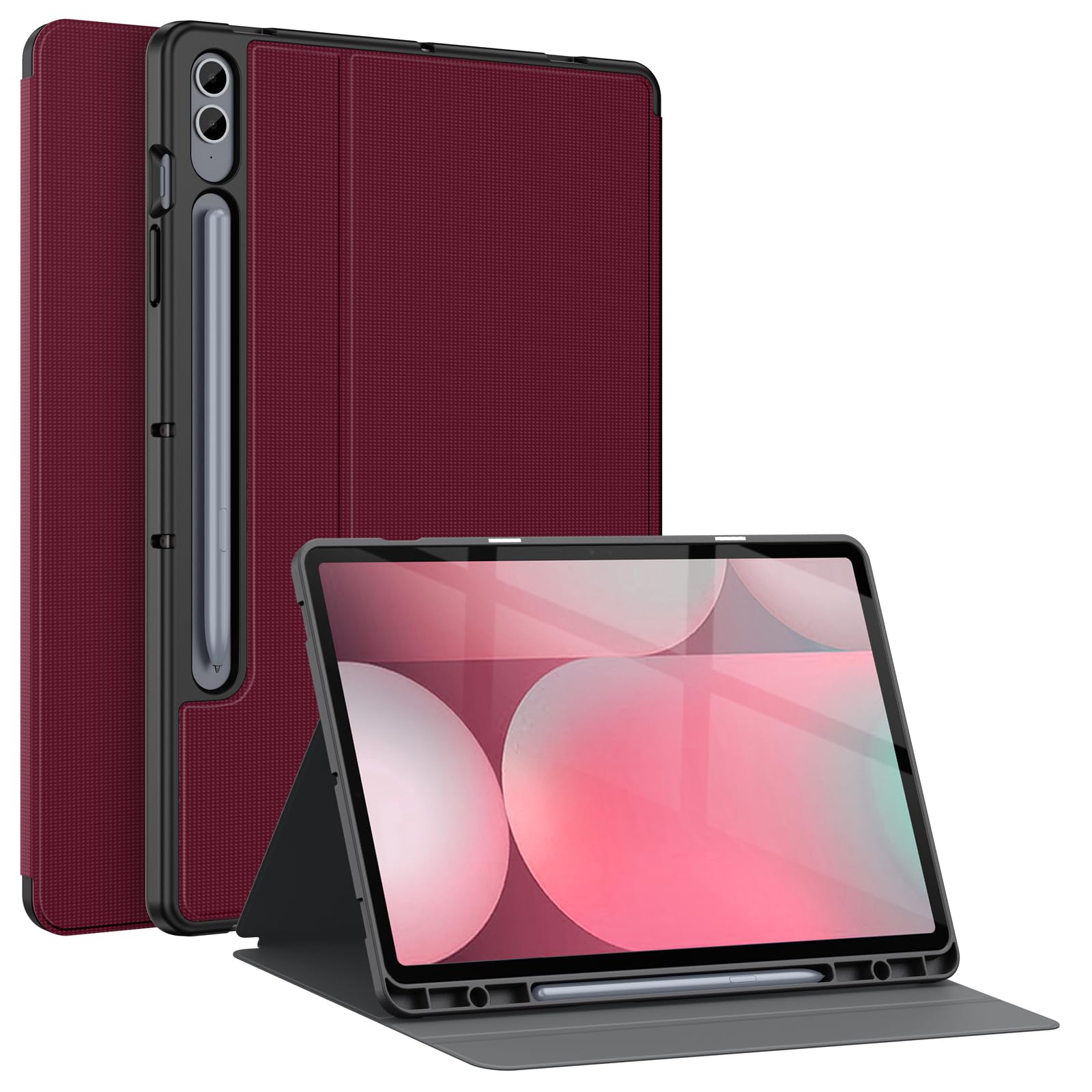 Photo 1 of Soke Galaxy Tab S10+ /S9+ /S9 FE Plus Case with S Pen Holder- Shockproof Smart Folio Stand Case, Soft TPU Back Cover for Samsung Galaxy Tablet S10 Plus 12.4 Inch, Wine