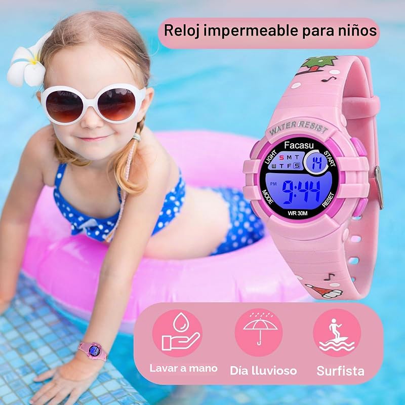 Reloj Digital Infantil Resistente al Agua, con Luces Coloridas para Deportes y Aire Libre, Cronómetro y Alarma, Regalo para Niños de 4 a 8 Años — foto 2 de 7