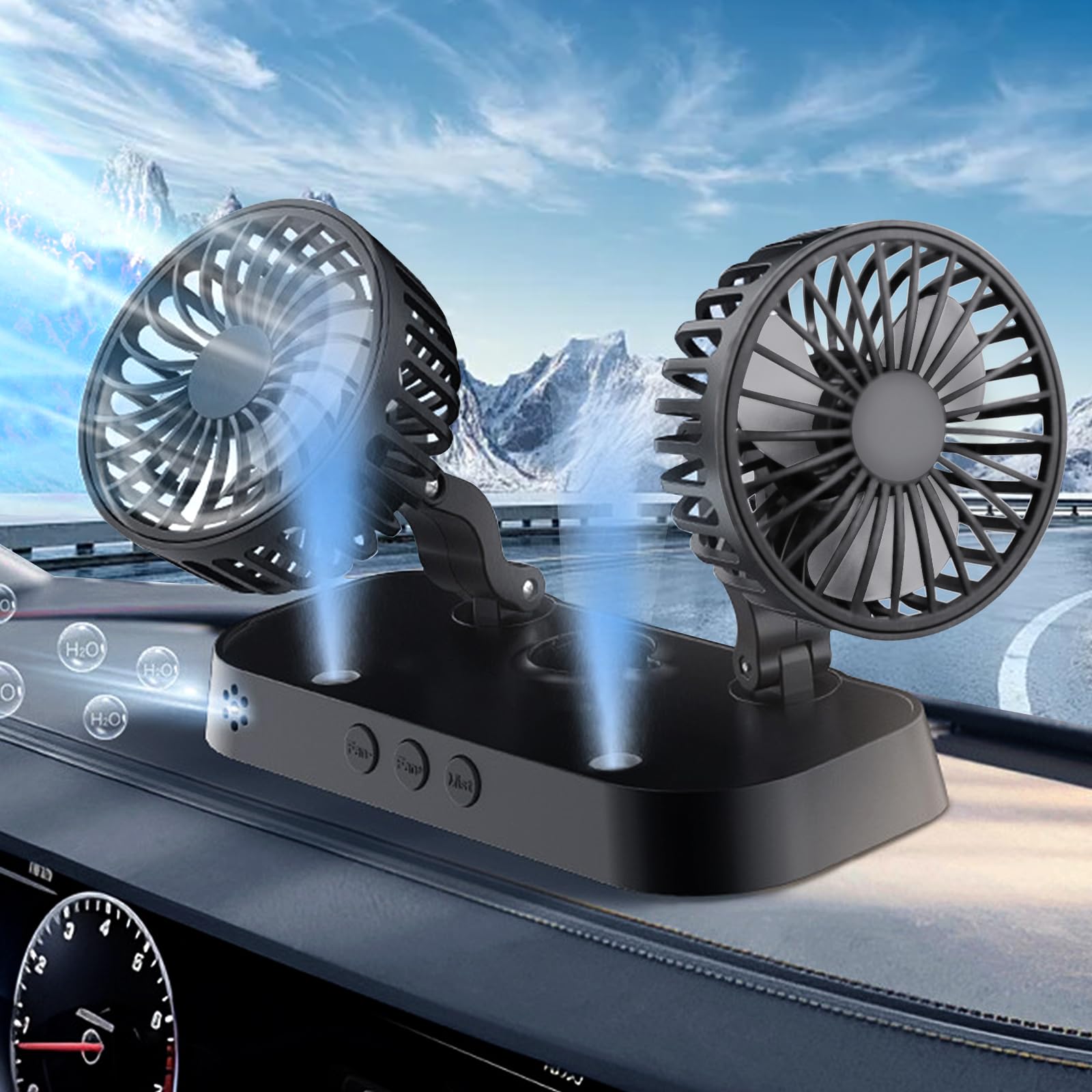 Photo 1 of BESWORLDS Car Fan, 12V Vehicle Fan for Car, SUV, RV, with Cigarette Lighter Plug - Powerful Air Circulator
