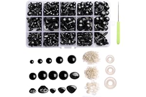 532 PCS Plastic Safety Eyes and Noses, Black Safety Eyes with Washers Stuffed Crochet Eyes and Noses for Crafts Stuffed Anima