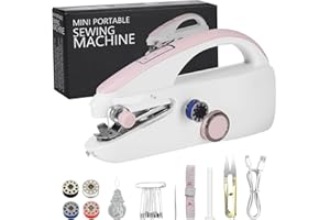OKYUK Sewing Machine, Handheld Sewing Machine for Beginners, Two Speed Adjustment Electric Mini Sewing Machine, Easy to Use and Fast Stitch Suitable for Clothes,Fabrics, DIY Home Travel (Pink)