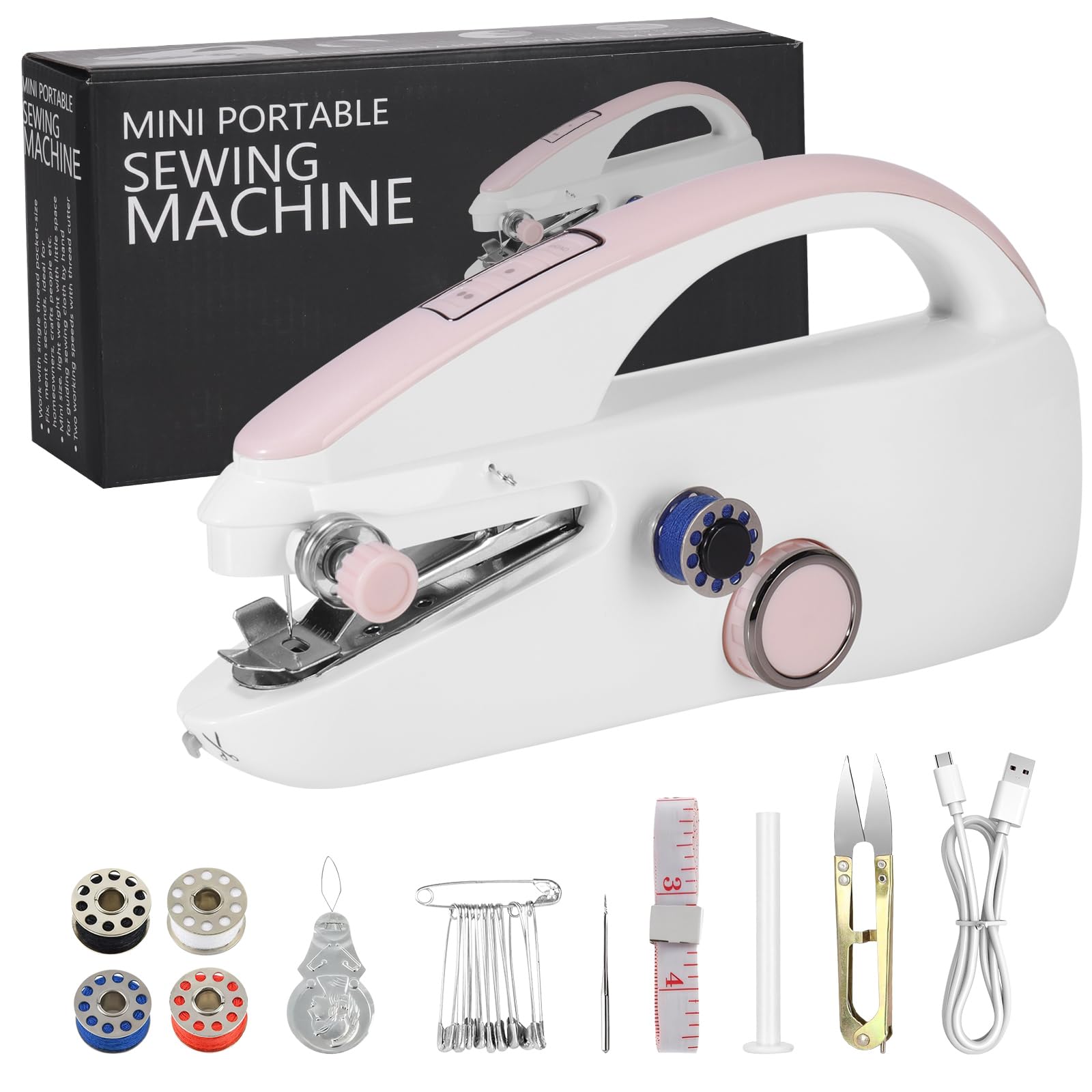 Photo 1 of **DOESNT WORK**PARTS ONLY***Sewing Machine, Handheld Sewing Machine for Beginners, Two Speed Adjustment, Easy to Use and Fast Stitch Suitable for Clothes,Fabrics, DIY Home Travel (Pink)