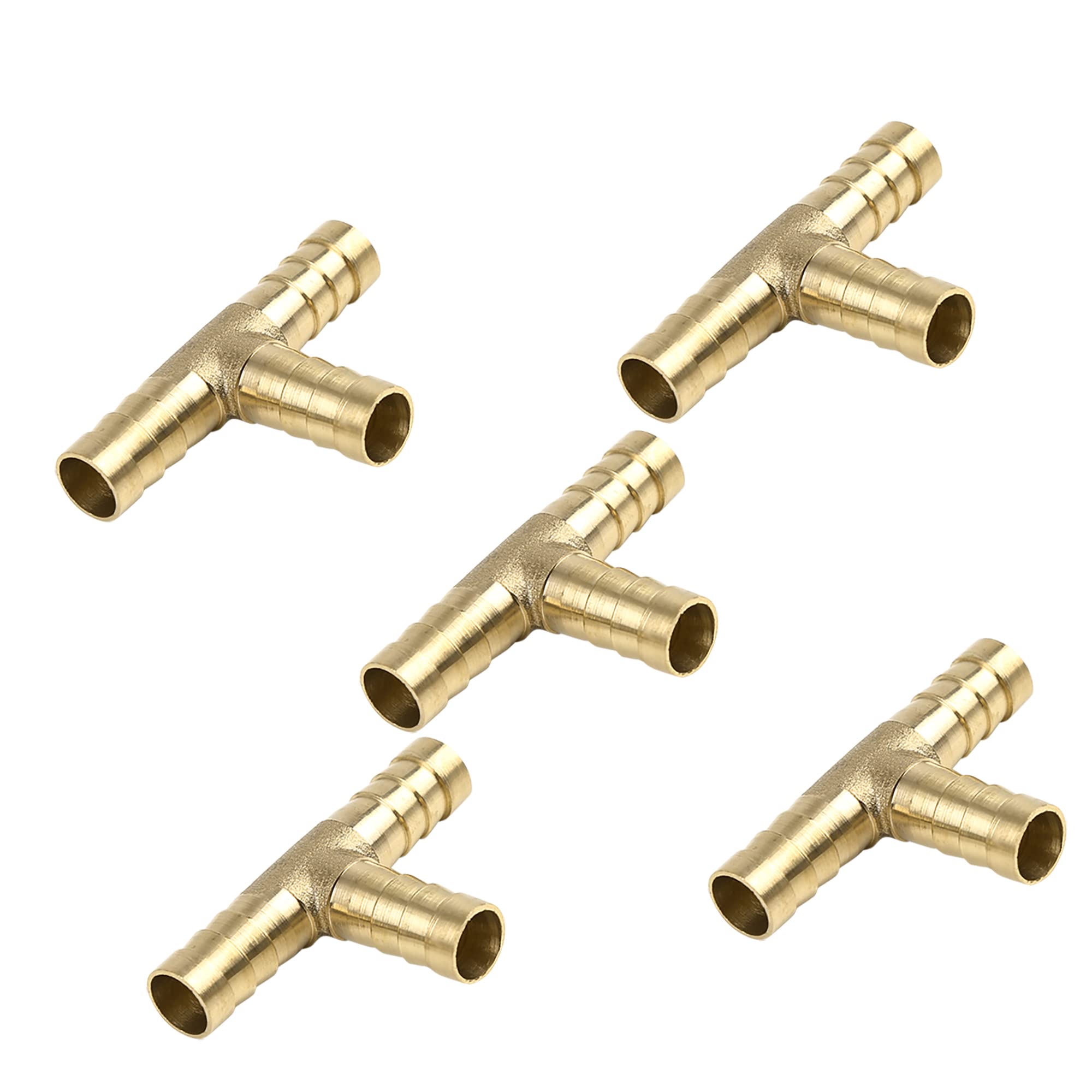 A ABSOPRO Brass Hose Barb Fitting 10mm 3 Way Tee Joiner Adaptor (Set of 5)