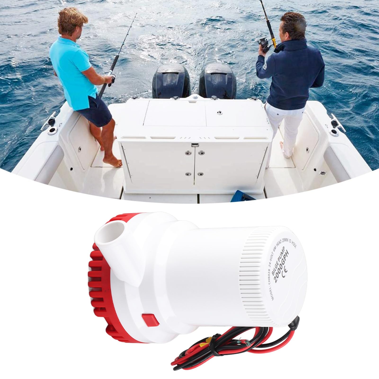 SFBP1-01 Submersible Bilge Pump,2000GPH,12V/24V DC,Marine Boat Accessory,Duty,Stainless Steel Shaft