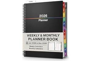 Dunwell Planner Book 2026, 8.5x11 Weekly Monthly Planner, Jan to Dec 2026, Large Calendar Book with Colorful Tabs, Bookmark, Free Stickers, Daily Calendar Planner Organizer