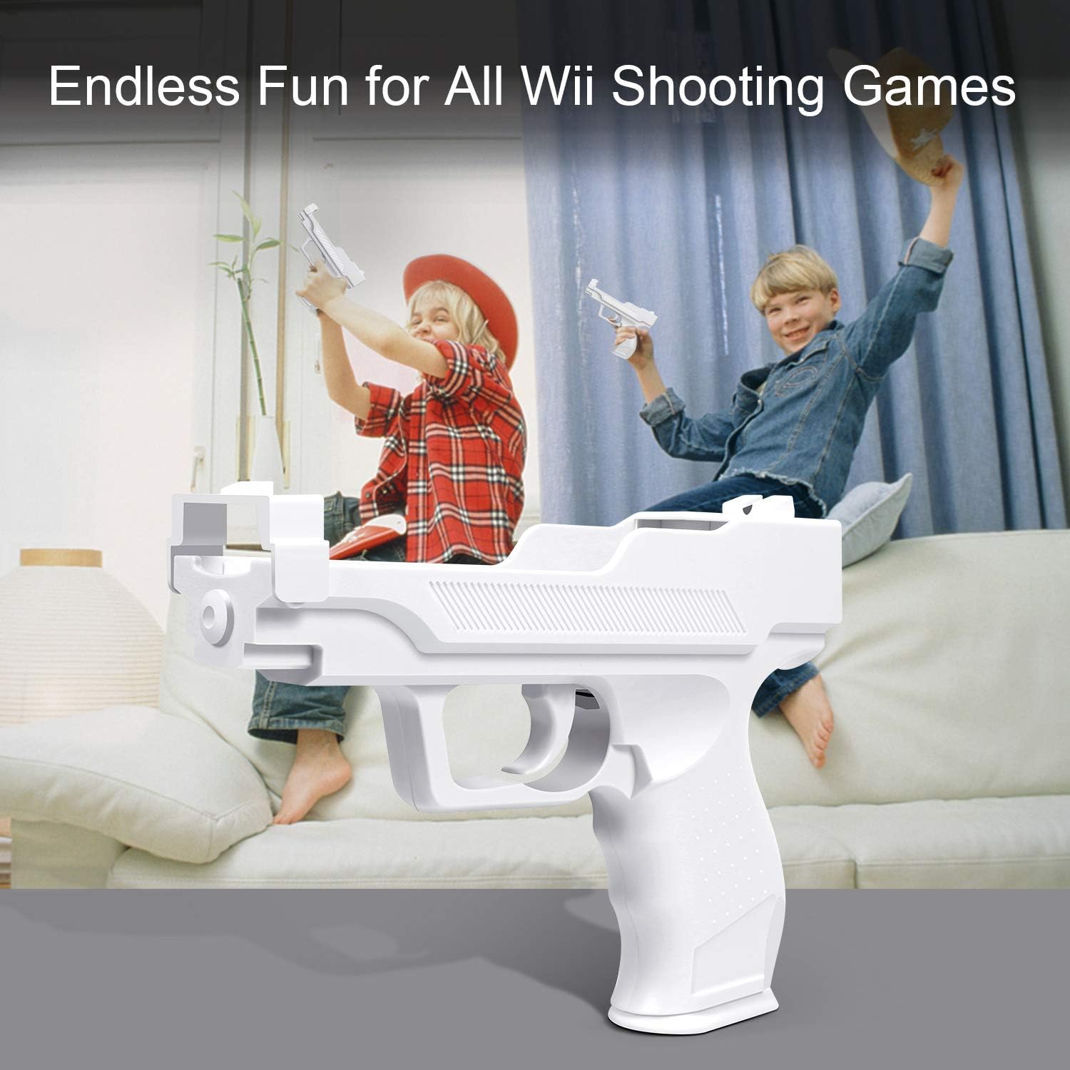 Motion Plus Gun Compatible with Nintendo Wii Controller + Wii Shooting Games (White): Video Games