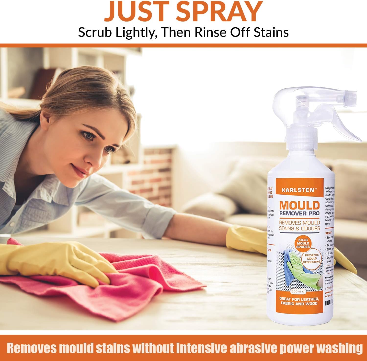 Karlsten Furniture Mould Remover Spray Pro 500ml - Ultra Effective Mould & Black Mould Remover, 500 ml (Pack of 1) - Image 5