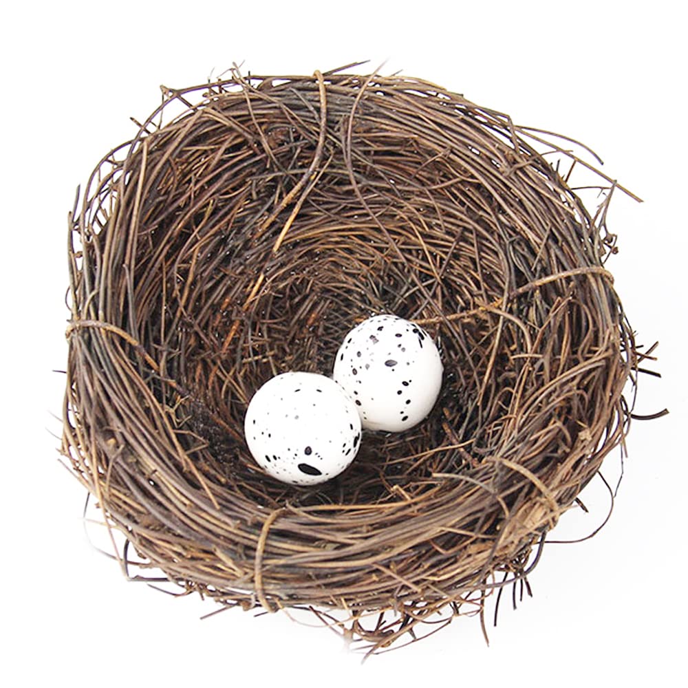 Birds Nest, Artificial Bird Nest Birdhouses, Garden Nature Art Craft Fake Bird's Nest Vintage Bird Cage Creative for Easter Spring Decor Optical Store Window Display (10CM)