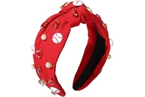 GLBCC Baseball Knotted Headband for Women Sparkle Crystal Baseball Charm Headband Game Day Top Knot Hairband Baseball Mom Accessories Gift for Sports Fans