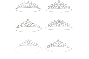 Ai-OUMLEEF Girls Tiara Crown, 6 Pcs Girls Princess Crystal Tiara Crown, Rhinestone Headband, Bridal Wedding Hair Accessories 